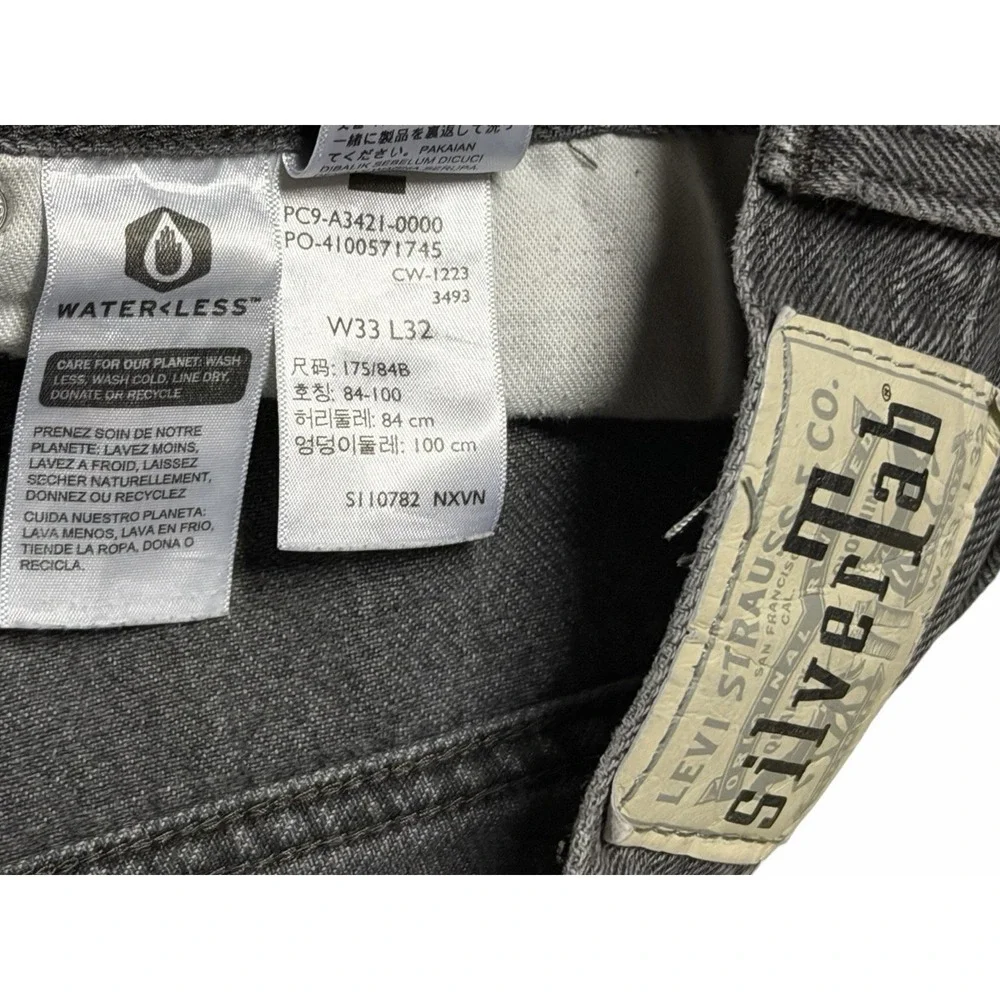 Levi's SilverTab Loose Jeans Black Gray Baggy Fit 90s Y2K Skater Style 33x32